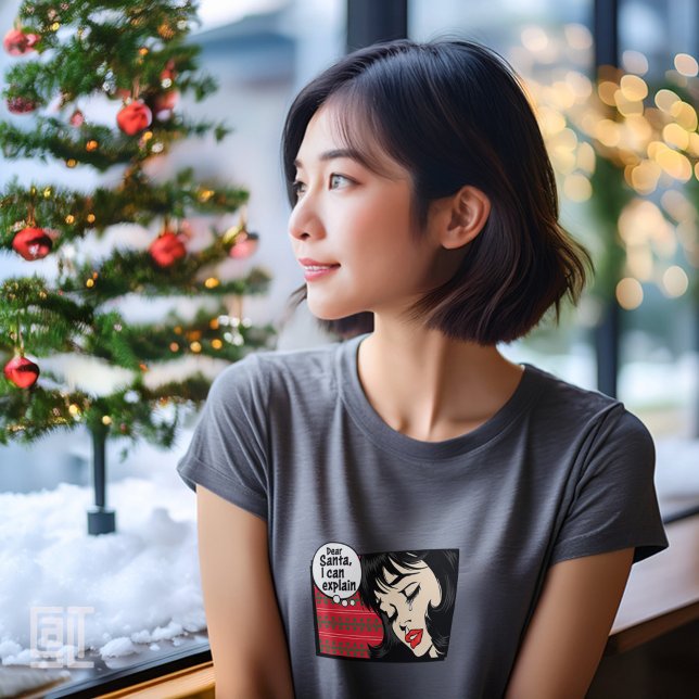 Camiseta Garota do Pop Art de Natal Eu Posso Explicar (Criador carregado)