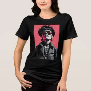 Camiseta Garota do Rock Gótico - Pop Art Rosa