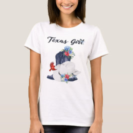 Camiseta Garota do Texas com Botas/Capelão de Cowboy & Flor