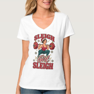 Camiseta Garota do Trenó Trenó Natal Levantamento de Peso