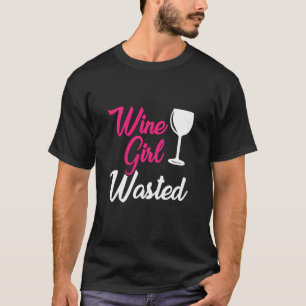 Camiseta Garota do Vinho Desperdiçada Festa de Bebendo de Á