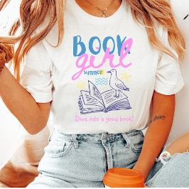 Camiseta Garota dos Livros Verão Gaivota Fofo Personalizado