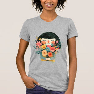 Camiseta Garota e Flores Perfumadas