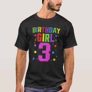 Camiseta Garota-Edifício De Blocos Cuja aniversário de 3 an