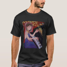 Garota em Estilo Anime Tocando Piano Música Elegan