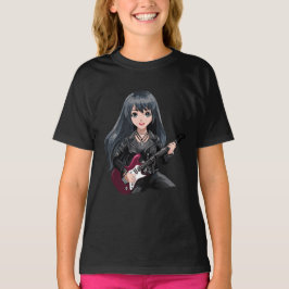 Camiseta Garota emo com cabelo preto comprido