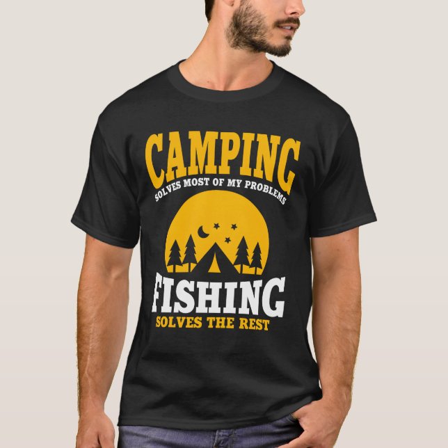 Camiseta Garota engraçada de acampamento e pesca (Frente)