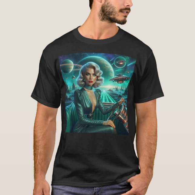 Camiseta Garota Espacial Retro (Frente)