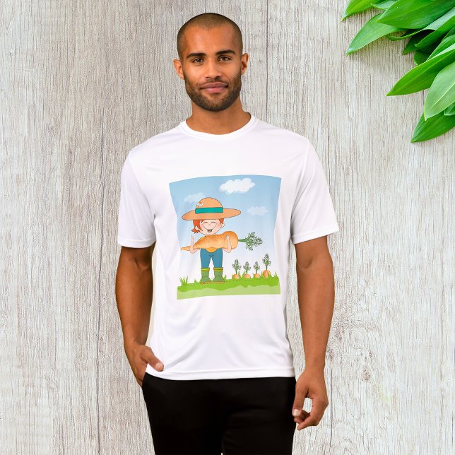 Camiseta Garota Fazendedora com Jardinagem de Cenoura Gigan (Criador carregado)