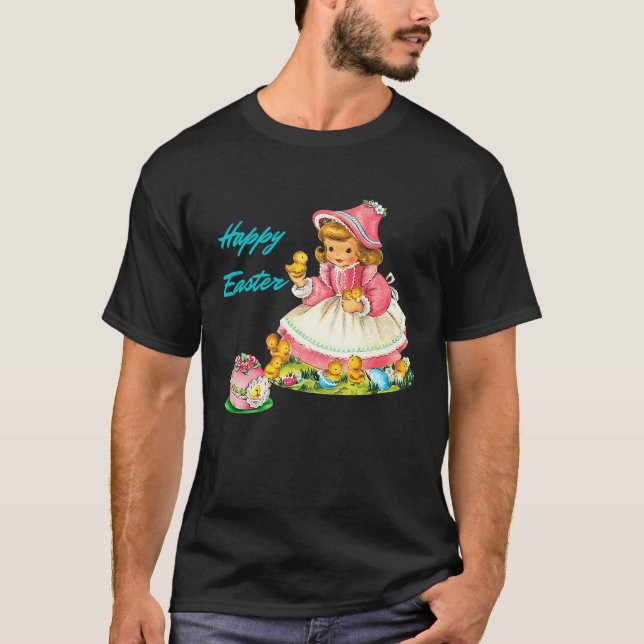 Camiseta Garota felz pascoa Com Ovo Sugido E Bebê C (Frente)