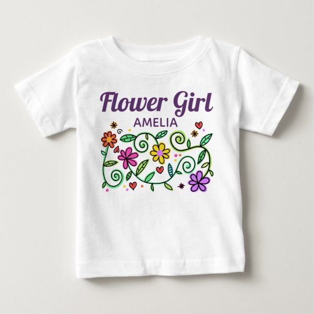 Camiseta Garota Flor Personalizada de Arte Bonito e Bonita (Frente)