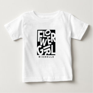 Camiseta Garota florista em tipografia negra, casamento