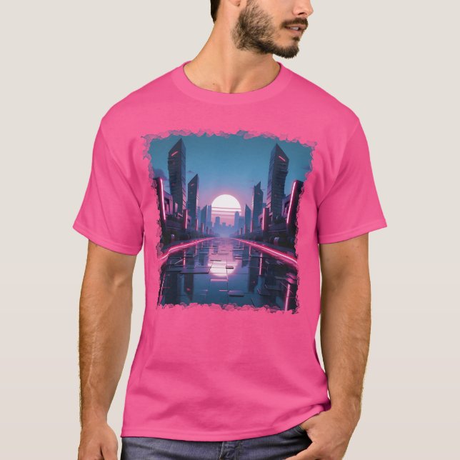 Camiseta garota futurista da cidade (Frente)