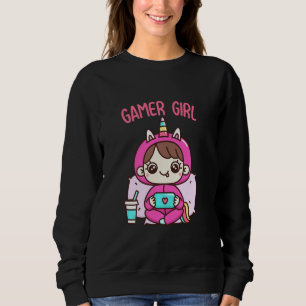 Camiseta Garota Gamero Bonita Vestindo Unicorn Pajama Girl