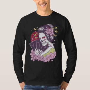 Camiseta Garota Geisha Japonesa Sakura Cherry Blossom Scary
