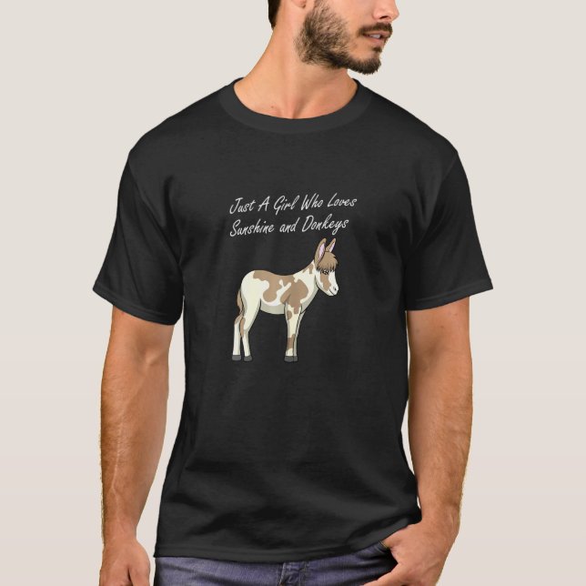 Camiseta Garota Gosta De Bebê Donkeys Fazenda De Mule (Frente)