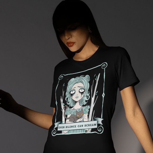 Camiseta Garota Gótico assustadora Negra de Halloween Vibes (Criador carregado)