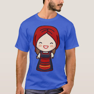 Camiseta Garota Grega Bonita em Vestido Tradicional