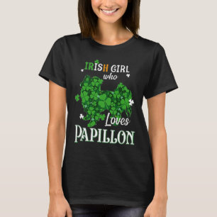 Camiseta Garota Irlandesa Que Ama Cachorrinhos Papillon Pug