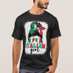 Camiseta Garota italiana Mensagem Bun Itália Bandeira Mulhe