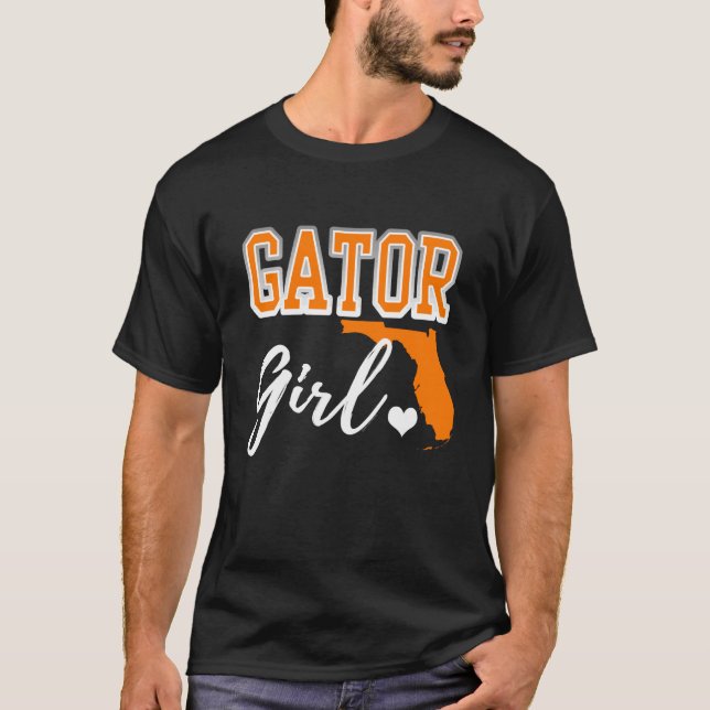 Camiseta Garota Jacaré Mapa do Coração da Flórida Presente  (Frente)