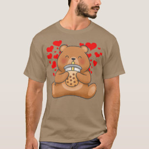 Camiseta Garota japonesa com bolhas de chá de ursinho