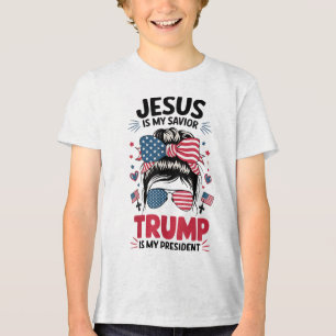Camiseta Garota Jesus Meu Salvador Trump Presidente Christi