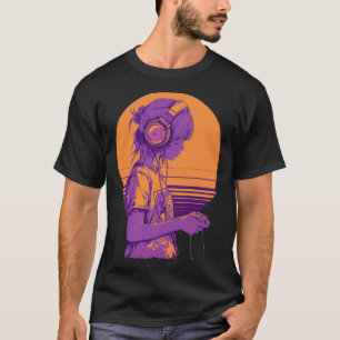 Camiseta Garota Jogadora de Anime Retrô