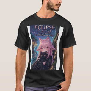 Camiseta Garota Kawaii Neko e Estética de Gato Preto Anime