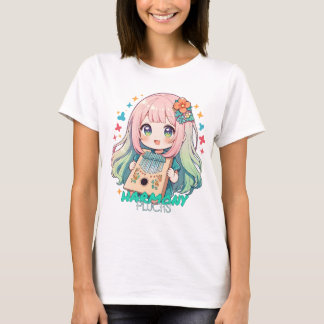 Camiseta Garota Kawaii tocando kalimba