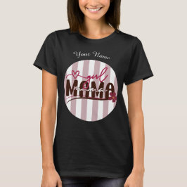 Camiseta Garota Mama Stripes Círculo Design Minimalista