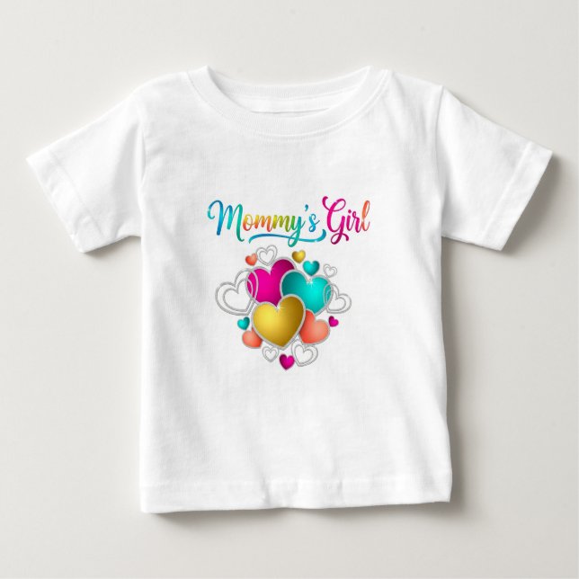 Camiseta Garota mamãe com Corações Vibrantes (Frente)