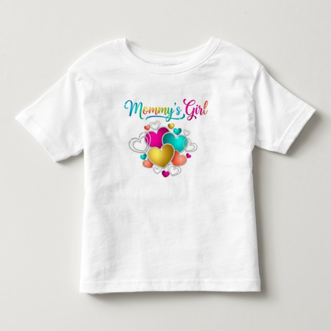 Camiseta Garota mamãe com Corações Vibrantes (Frente)