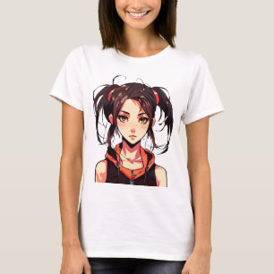Camiseta Garota Manga Encantadora: Ilustração Vetorial Anim