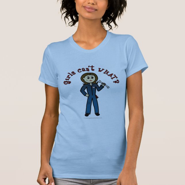 Camiseta Garota Mecânica Clara (Frente)