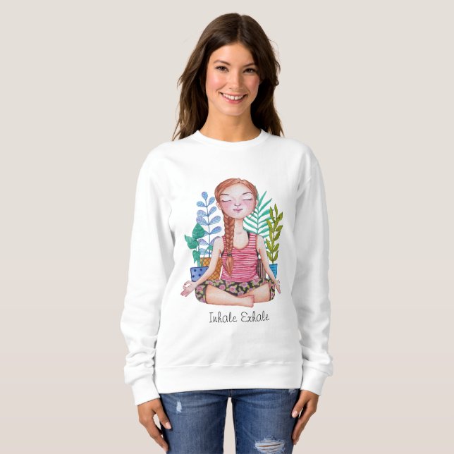 Camiseta Garota Meditante Com Plantas (Frente Completa)