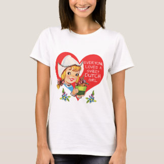 Camiseta Garota Neerlandesa Doce Tulips Meisje & Heart