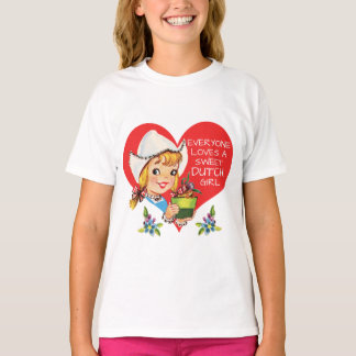 Camiseta Garota Neerlandesa Doce Tulips Meisje & Heart