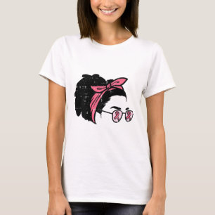 Camiseta Garota Negra Cancer de Consciência Sobrevivente Áf