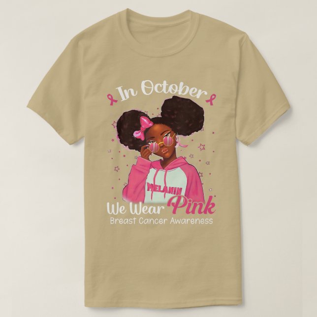 Camiseta Garota Negra Em Outubro Vestimos Cancer A Rosa (Frente do Design)