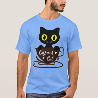 Camiseta Garota Negra Engraçada Café Mug Gato