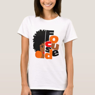 Camiseta Garota Negra Focada Melanina Arte Afro-Americana
