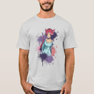 Camiseta Garota Neko Bonita - Garota de Gato de Cereja