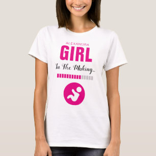 Camiseta Garota no Fazer e Bar de progresso rosa quente