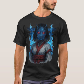 Camiseta Garota Oni Cyberpunk com Portão Torii