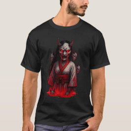 Camiseta Garota Oni Cyberpunk Sombrio