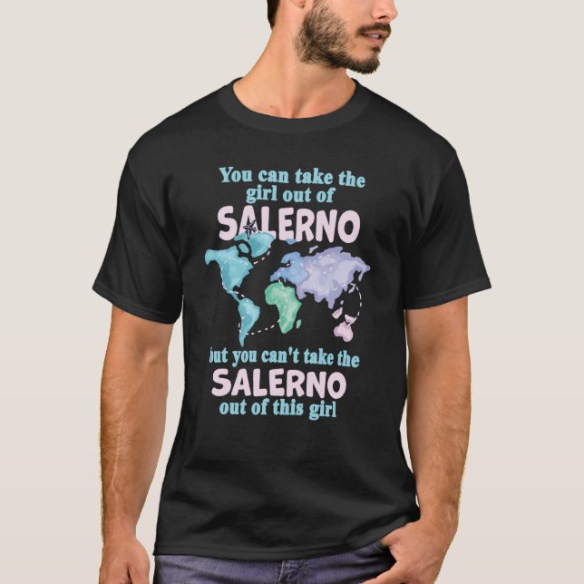 Camiseta Garota Orgulhosa de Salerno Realocação de Salerno (Frente)
