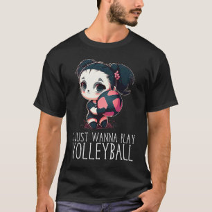 Camiseta Garota Panda de Volei Eu só quero jogar Volei