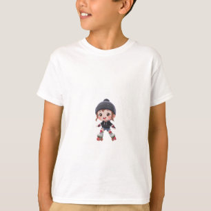 Camiseta Garota Patinadora Adorável Chibi: Um Disco de Pati