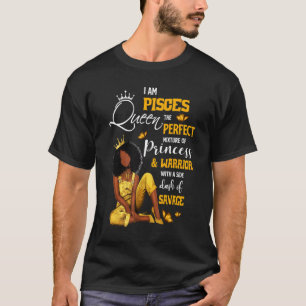 Camiseta Garota peixes Aniversário Melanin Afro Queen Para